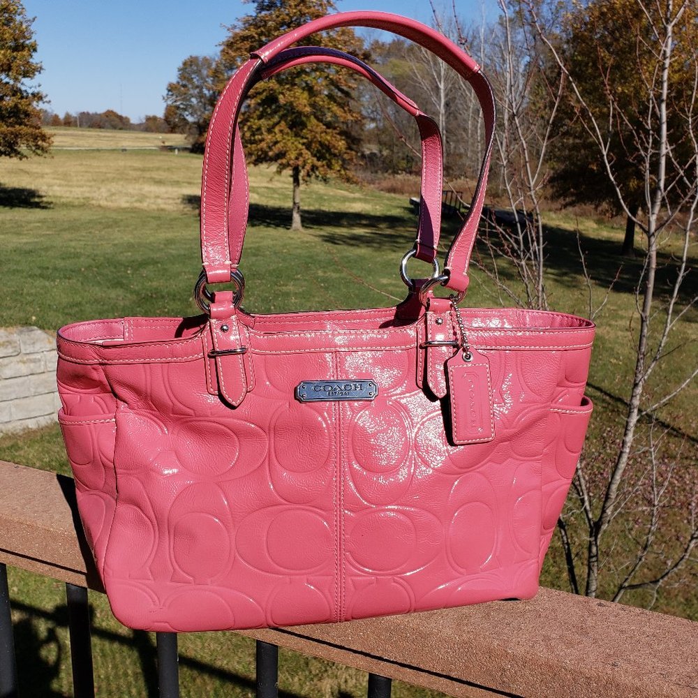 Coach pink patent leather satchel purse